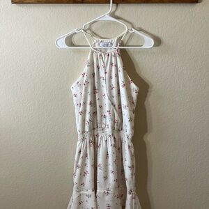 Girl Parker Floral Ruffle Mini White Dress